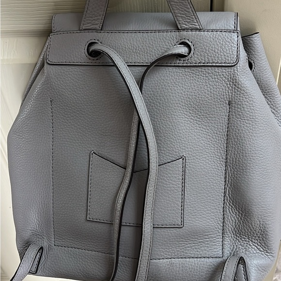 Michael Kors Dove Grey Pebble Leather Drawstring Backpack - Picture 7 of 8